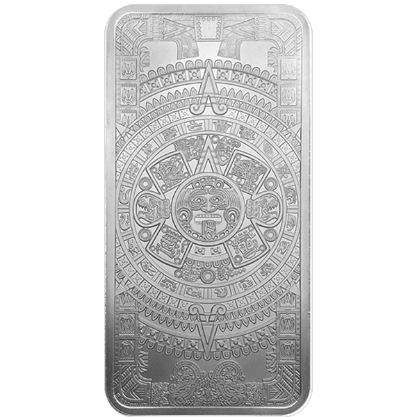 Aztec Calendar Silver Bar Front